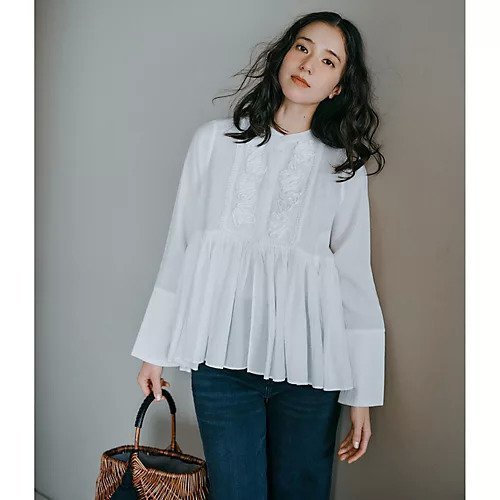 【マリリンムーン/MARILYN MOON】のcode embroidery diamond tuck blouse 人気、トレンドファッション・服の通販 founy(ファニー) 　ファッション　Fashion　レディースファッション　Fashion for Women　カフス　Cuff Design　ギャザー　Gathered, Ruffled　シアー　Sheer, See-Through　スリット　Slit, Slit Detail　ビンテージ　Vintage, Retro Style　フレア　Flare, Flared　リュクス　Luxury, Elegant, High-End, Chic　リラックス　Relax, Relaxed Fit　ルーズ　Loose, Oversized　other-2|ID: prp329100004918709 ipo3291000000036894626