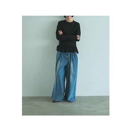 【マージュール/marjour】のHEM FRILL TEE 人気、トレンドファッション・服の通販 founy(ファニー) ファッション Fashion レディースファッション Fashion for Women カットソー Cut and Sewn Top シンプル Simple, Minimal ストレッチ Stretch, Stretchy Fabric スリーブ Sleeve, Long Sleeve / Short Sleeve デニム Denim, Jeans Material バランス Balance, Style Balance フリル Frill, Ruffle ベーシック Basic, Essential ポケット Pocket, Pocket Detail ロング Long, Long-Length ワイド Wide, Wide Fit other-3|ID: prp329100004918716 ipo3291000000036894769