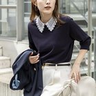 【ノーリーズ/NOLLEY'S】の【WEB&一部店舗限定カラー】《手洗い可能》襟レース取り外し6分袖プルオーバー ネイビー|ID: prp329100004918729 ipo3291000000036894948