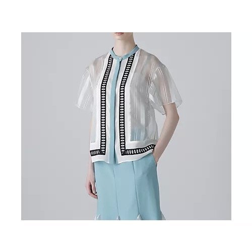 【アドーア/ADORE】のシアーストライプブラウス 人気、トレンドファッション・服の通販 founy(ファニー) 　ファッション　Fashion　レディースファッション　Fashion for Women　トップス・カットソー　Cut & Sew Tops　シャツ・ブラウス・オフィスカジュアル　Elegant Blouses & Button-Ups　おすすめ　Recommended / Our Picks　シアー　Sheer, See-Through　スタンダード　Standard, Basic　ストライプ　Stripe, Striped Pattern　フィット　Fit, Slim Fit　フロント　Front, Front Design　ブライト　Bright, Shiny　レース　Lace, Lace Fabric　半袖　Short Sleeve, Half Sleeve　夏　Summer　春　Spring　S/S・春夏　SS, Spring/Summer, Warm Season　other-3|ID: prp329100004919661 ipo3291000000036909820