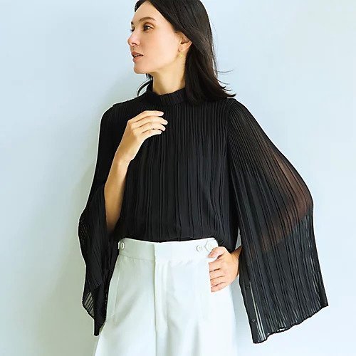 【コルピエロ/Col Pierrot】のプリーツブラウス 人気、トレンドファッション・服の通販 founy(ファニー) 　ファッション　Fashion　レディースファッション　Fashion for Women　トップス・カットソー　Cut & Sew Tops　シャツ・ブラウス・オフィスカジュアル　Elegant Blouses & Button-Ups　インナー　Innerwear　スタンド　Stand Collar, Upright Stand　スリーブ　Sleeve, Long Sleeve / Short Sleeve　フレア　Flare, Flared　プリーツ　Pleats, Pleated　モダン　Modern, Contemporary　other-2|ID: prp329100004919688 ipo3291000000036910062