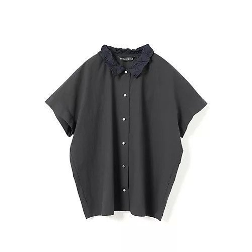【ミズイロ インド/mizuiro ind】のワッシャーカラーワイドシャツ インテリア・キッズ・メンズ・レディースファッション・服の通販 founy(ファニー) 　ファッション　Fashion　レディースファッション　Fashion for Women　トップス・カットソー　Cut & Sew Tops　シャツ・ブラウス・オフィスカジュアル　Elegant Blouses & Button-Ups　2025年　2025　2025-2026秋冬・A/W　Autumn/Winter 2025–26 AW25–26　シンプル　Simple, Minimal　スリーブ　Sleeve, Long Sleeve / Short Sleeve　フレンチ　French, French Style　ベーシック　Basic, Essential　レギュラー　Regular, Standard Fit　ロング　Long, Long-Length　ワッシャー　Washer, Crinkled Finish　人気　Popular, Best Seller　半袖　Short Sleeve, Half Sleeve　ネイビー|ID: prp329100004919693 ipo3291000000036910104