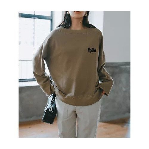【スアデオ/suadeo】のボートネックロゴスウェット 人気、トレンドファッション・服の通販 founy(ファニー) 　ファッション　Fashion　レディースファッション　Fashion for Women　トップス・カットソー　Cut & Sew Tops　レディースパーカー・カジュアルフーディー　Casual Hoodies & Sweatshirts　スウェット・クルーネックトップス　Sweatshirts & Crewnecks / Relaxed Fit Sweat Tops　デコルテ　Décolleté, Neckline　ワイド　Wide, Wide Fit　洗える　Machine Washable　other-2|ID: prp329100004919710 ipo3291000000036910228