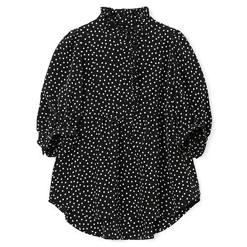 【ペールジュート/Pale Jute】のpolka dot half sleeve blouse インテリア・キッズ・メンズ・レディースファッション・服の通販 founy(ファニー) ファッション Fashion レディースファッション Fashion for Women トップス・カットソー Cut & Sew Tops ギャザー Gathered, Ruffled プリント Print, Printed Pattern ボトム Bottoms, Lower Wear 半袖 Short Sleeve, Half Sleeve 定番 Standard, Basic Item 水玉 Polka Dot, Dot Pattern 洗える Machine Washable black×white|ID: prp329100004919712 ipo3291000000036910235