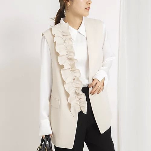 【ノーリーズ/NOLLEY'S】の《セットアップ対応》ウォッシャブルジョーゼットフリル付きマルチWAYジレ インテリア・キッズ・メンズ・レディースファッション・服の通販 founy(ファニー) ファッション Fashion レディースファッション Fashion for Women アウター Coat / Outerwear Collection トップス・カットソー Cut & Sew Tops ベスト&ジレ / 重ね着スタイル Vests & Gilets 2026年 2026 オケージョン Occasion Wear クラシック Classic, Timeless Style サテン Satin, Glossy Fabric シンプル Simple, Minimal セットアップ Set-Up, Coordinated Outfit フリル Frill, Ruffle ベスト Vest, Waistcoat エレガント 上品 Elegant エクリュ|ID: prp329100004919736 ipo3291000000036910373