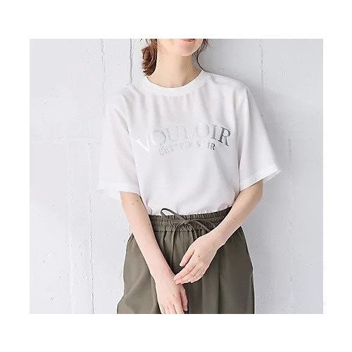 【エニー/ANY】の【WEB限定】ジョーゼットロゴ半袖Tシャツ インテリア・キッズ・メンズ・レディースファッション・服の通販 founy(ファニー) 　ファッション　Fashion　レディースファッション　Fashion for Women　トップス・カットソー　Cut & Sew Tops　シャツ・ブラウス・オフィスカジュアル　Elegant Blouses & Button-Ups　ロングTシャツ・Tシャツ　Longline T-Shirts & Tees　おすすめ　Recommended / Our Picks　インナー　Innerwear　ジャケット　Jacket, Outerwear　ジョーゼット　Georgette, Semi-Sheer Fabric　ストレッチ　Stretch, Stretchy Fabric　デニム　Denim, Jeans Material　プリント　Print, Printed Pattern　半袖　Short Sleeve, Half Sleeve　吸水　Absorbent, Quick-Dry　夏　Summer　オフ|ID: prp329100004919753 ipo3291000000036910483