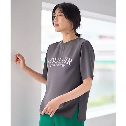 【エニー/ANY】の【WEB限定】ジョーゼットロゴ半袖Tシャツ 人気、トレンドファッション・服の通販 founy(ファニー) 　ファッション　Fashion　レディースファッション　Fashion for Women　トップス・カットソー　Cut & Sew Tops　シャツ・ブラウス・オフィスカジュアル　Elegant Blouses & Button-Ups　ロングTシャツ・Tシャツ　Longline T-Shirts & Tees　おすすめ　Recommended / Our Picks　インナー　Innerwear　ジャケット　Jacket, Outerwear　ジョーゼット　Georgette, Semi-Sheer Fabric　ストレッチ　Stretch, Stretchy Fabric　デニム　Denim, Jeans Material　プリント　Print, Printed Pattern　半袖　Short Sleeve, Half Sleeve　吸水　Absorbent, Quick-Dry　夏　Summer　other-3|ID: prp329100004919753 ipo3291000000036910487