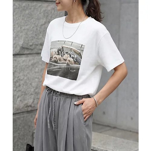 【スタイルデリ/STYLE DELI】の【LUXE】dogsフォトプリントさら編みTシャツ インテリア・キッズ・メンズ・レディースファッション・服の通販 founy(ファニー) 　ファッション　Fashion　レディースファッション　Fashion for Women　トップス・カットソー　Cut & Sew Tops　シャツ・ブラウス・オフィスカジュアル　Elegant Blouses & Button-Ups　ロングTシャツ・Tシャツ　Longline T-Shirts & Tees　インナー　Innerwear　ヴィンテージ　Vintage Style　春　Spring　ジャケット　Jacket, Outerwear　ストレート　Straight, Straight Cut　スリット　Slit, Slit Detail　プリント　Print, Printed Pattern　ベーシック　Basic, Essential　半袖　Short Sleeve, Half Sleeve　S/S・春夏　SS, Spring/Summer, Warm Season　夏　Summer　ホワイト|ID: prp329100004919758 ipo3291000000036910509
