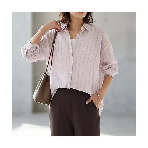 【スタイルデリ/STYLE DELI】のエアリーストライプ柄シャツ インテリア・キッズ・メンズ・レディースファッション・服の通販 founy(ファニー) 　ファッション　Fashion　レディースファッション　Fashion for Women　トップス・カットソー　Cut & Sew Tops　シャツ・ブラウス・オフィスカジュアル　Elegant Blouses & Button-Ups　イエロー　Yellow　インナー　Innerwear　エアリー　Airy Texture　春　Spring　カフス　Cuff Design　サロペット　Overalls, Salopette　シアー　Sheer, See-Through　ストライプ　Stripe, Striped Pattern　ストレート　Straight, Straight Cut　スリット　Slit, Slit Detail　長袖　Long Sleeve, Full Sleeve　バランス　Balance, Style Balance　パール　Pearl, Pearl Accent　フロント　Front, Front Design　ポケット　Pocket, Pocket Detail　ラウンド　Round, Round Neck　ラベンダー　Lavender　S/S・春夏　SS, Spring/Summer, Warm Season　夏　Summer　モーヴピンク|ID: prp329100004919764 ipo3291000000036910543