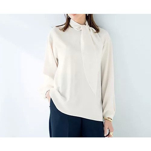 【イーバイエクラ/E by eclat】の【とろみ】スカーフつきブラウス 人気、トレンドファッション・服の通販 founy(ファニー) 　ファッション　Fashion　レディースファッション　Fashion for Women　トップス・カットソー　Cut & Sew Tops　シャツ・ブラウス・オフィスカジュアル　Elegant Blouses & Button-Ups　とろみ　Fluid, Flowy Fabric　コンパクト　Compact, Small Size　シンプル　Simple, Minimal　スカーフ　Scarf, Neckwear　バランス　Balance, Style Balance　パイピング　Piping, Trim Design　リボン　Ribbon, Bow　洗える　Machine Washable　other-2|ID: prp329100004927036 ipo3291000000036969992