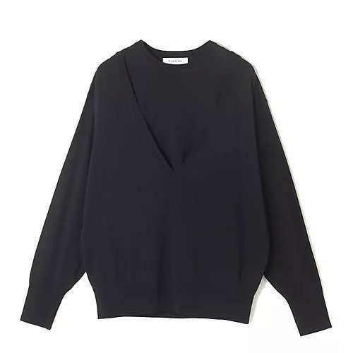 【イーバイエクラ/E by eclat】のディープVネックツインニット インテリア・キッズ・メンズ・レディースファッション・服の通販 founy(ファニー) 　ファッション　Fashion　レディースファッション　Fashion for Women　トップス・カットソー　Cut & Sew Tops　ニット　Knit Tops & Sweaters　Vネックトップス　V-Neck Tops / V-Cut Neckline Shirts　バランス　Balance, Style Balance　洗える　Machine Washable　ブラック|ID: prp329100004927059 ipo3291000000036970189