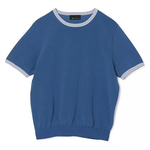 【エムセブンデイズ/M7days】の【洗える】Tシャツ型ニット インテリア・キッズ・メンズ・レディースファッション・服の通販 founy(ファニー) 　ファッション　Fashion　レディースファッション　Fashion for Women　トップス・カットソー　Cut & Sew Tops　ニット　Knit Tops & Sweaters　シャツ・ブラウス・オフィスカジュアル　Elegant Blouses & Button-Ups　ロングTシャツ・Tシャツ　Longline T-Shirts & Tees　なめらか　Smooth, Silky Texture　インナー　Innerwear　カーディガン　Cardigan, Knitwear　コンパクト　Compact, Small Size　ジャケット　Jacket, Outerwear　ストレッチ　Stretch, Stretchy Fabric　ネックレス　Necklace, Pendant Necklace　フレア　Flare, Flared　エレガント 上品　Elegant　半袖　Short Sleeve, Half Sleeve　洗える　Machine Washable　ブルー|ID: prp329100004927151 ipo3291000000036970834