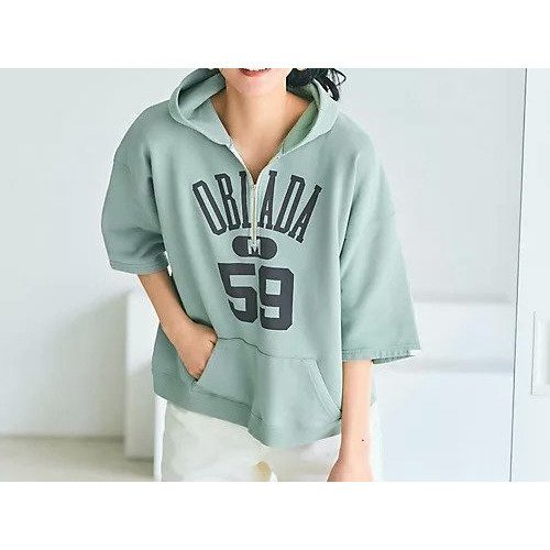 【オブラダ/Oblada】の【HPS別注】HALF ZIP HOODIE 人気、トレンドファッション・服の通販 founy(ファニー) 　ファッション　Fashion　レディースファッション　Fashion for Women　スウェット / スエット　Sweatshirt, Sweatwear　バランス　Balance, Style Balance　ロング　Long, Long-Length　ヴィンテージ　Vintage Style　別注　Limited Edition, Custom Order　半袖　Short Sleeve, Half Sleeve　春　Spring　洗える　Machine Washable　other-3|ID: prp329100004927166 ipo3291000000036970941