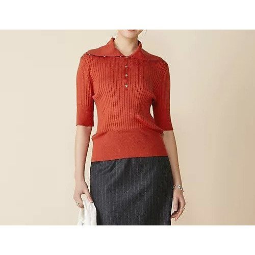 【エンダレンス/endalence】のワイドリブポロニット インテリア・キッズ・メンズ・レディースファッション・服の通販 founy(ファニー) 　ファッション　Fashion　レディースファッション　Fashion for Women　トップス・カットソー　Cut & Sew Tops　ニット　Knit Tops & Sweaters　ドレープ　Drape, Draping Fabric　RED|ID: prp329100004927181 ipo3291000000036971018