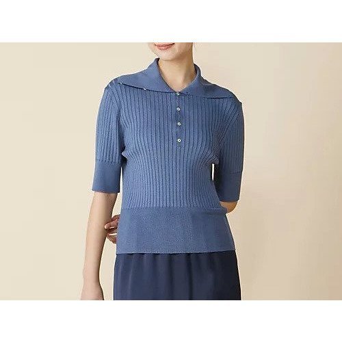 【エンダレンス/endalence】のワイドリブポロニット インテリア・キッズ・メンズ・レディースファッション・服の通販 founy(ファニー) 　ファッション　Fashion　レディースファッション　Fashion for Women　トップス・カットソー　Cut & Sew Tops　ニット　Knit Tops & Sweaters　ドレープ　Drape, Draping Fabric　NAVY|ID: prp329100004927181 ipo3291000000036971020