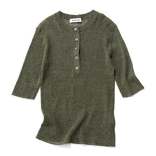 【サクラ/SACRA】の五分袖リブニット 人気、トレンドファッション・服の通販 founy(ファニー) 　ファッション　Fashion　レディースファッション　Fashion for Women　トップス・カットソー　Cut & Sew Tops　ニット　Knit Tops & Sweaters　コンパクト　Compact, Small Size　シアー　Sheer, See-Through　シンプル　Simple, Minimal　バランス　Balance, Style Balance　フィット　Fit, Slim Fit　メランジ　Melange, Mixed Yarn　リブニット　Rib Knit, Ribbed Knit　other-2|ID: prp329100004927198 ipo3291000000036971151