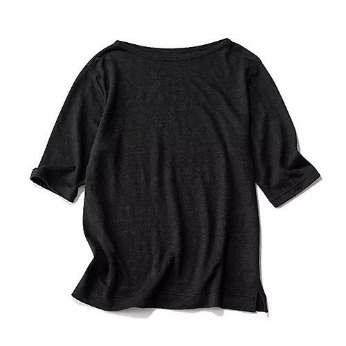 【トゥエルブクローゼット/12closet】の【洗える】リネン五分袖Tシャツ インテリア・キッズ・メンズ・レディースファッション・服の通販 founy(ファニー) 　ファッション　Fashion　レディースファッション　Fashion for Women　トップス・カットソー　Cut & Sew Tops　シャツ・ブラウス・オフィスカジュアル　Elegant Blouses & Button-Ups　ロングTシャツ・Tシャツ　Longline T-Shirts & Tees　コンパクト　Compact, Small Size　フィット　Fit, Slim Fit　ボーダー　Border, Stripe　リネン　Linen, Linen Fabric　エレガント 上品　Elegant　夏　Summer　洗える　Machine Washable　ブラック|ID: prp329100004927268 ipo3291000000036971705