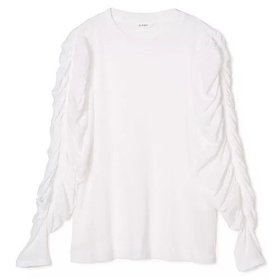 【チノ/CINOH】のSHEF GATHERED SLEEVE LONG T SHIRT 人気、トレンドファッション・服の通販 founy(ファニー) ファッション Fashion レディースファッション Fashion for Women トップス・カットソー Cut & Sew Tops シャツ・ブラウス・オフィスカジュアル Elegant Blouses & Button-Ups ロングTシャツ・Tシャツ Longline T-Shirts & Tees インド Indian Textile 洗える Machine Washable カットソー Cut and Sewn Top ギャザー Gathered, Ruffled 吸水 Absorbent, Quick-Dry シアー Sheer, See-Through シンプル Simple, Minimal スリーブ Sleeve, Long Sleeve / Short Sleeve デニム Denim, Jeans Material ドッキング Docking, Mixed Material ドレープ Drape, Draping Fabric 定番 Standard, Basic Item バランス Balance, Style Balance フォルム Silhouette, Form ロング Long, Long-Length 夏 Summer エレガント 上品 Elegant |ID:prp329100004927423