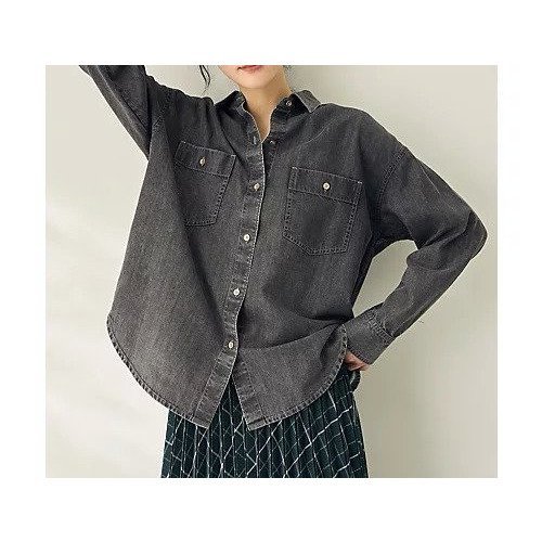 【エニー/ANY】のオーバーデニムシャツ インテリア・キッズ・メンズ・レディースファッション・服の通販 founy(ファニー) 　ファッション　Fashion　レディースファッション　Fashion for Women　トップス・カットソー　Cut & Sew Tops　シャツ・ブラウス・オフィスカジュアル　Elegant Blouses & Button-Ups　インナー　Innerwear　タンク　Tank Top, Sleeveless Top　デニム　Denim, Jeans Material　トレーナー　Sweatshirt, Trainer　バランス　Balance, Style Balance　ボトム　Bottoms, Lower Wear　フェードブラック|ID: prp329100004935599 ipo3291000000037038378