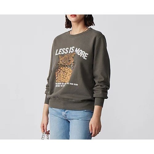 【レミレリーフ/REMI RELIEF】の【HPS別注】HARD SP加工20/スエット(LESS IS MORE C) インテリア・キッズ・メンズ・レディースファッション・服の通販 founy(ファニー) 　ファッション　Fashion　レディースファッション　Fashion for Women　洗える　Machine Washable　スウェット / スエット　Sweatshirt, Sweatwear　スペシャル　Special, Limited Edition　人気　Popular, Best Seller　猫　Cat, Kitty　プリント　Print, Printed Pattern　別注　Limited Edition, Custom Order　ロング　Long, Long-Length　チャコール|ID: prp329100004935609 ipo3291000000037038447