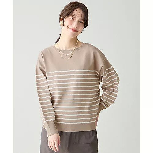 【エニー/ANY】のスプリングカラーニットドルマンプルオーバー インテリア・キッズ・メンズ・レディースファッション・服の通販 founy(ファニー) 　ファッション　Fashion　レディースファッション　Fashion for Women　トップス・カットソー　Cut & Sew Tops　ニット　Knit Tops & Sweaters　カジュアルプルオーバー・ニットトップス　Pullovers & Knit Tops / Casual Pullovers　インナー　Innerwear　春　Spring　デニム　Denim, Jeans Material　ボーダー　Border, Stripe　リラックス　Relax, Relaxed Fit　レース　Lace, Lace Fabric　おすすめ　Recommended / Our Picks　エレガント 上品　Elegant　ベージュ×オフボーダー|ID: prp329100004935643 ipo3291000000037038642