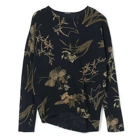 【パドカレ/pas de calais】 26SS フラワーPT プルオーバー大人の最旬トレンドファッション＆コーディネート founy(ファウニー) ファッション Fashion レディースファッション Fashion for Women トップス・カットソー Cut & Sew Tops カジュアルプルオーバー・ニットトップス Pullovers & Knit Tops / Casual Pullovers 2026年 2026 2026春夏・S/S Spring/Summer 2026 SS26 デニム Denim, Jeans Material フラワー Flower, Floral プリント Print, Printed Pattern リラックス Relax, Relaxed Fit 洗える Machine Washable |ID:prp329100004935648