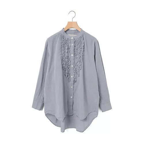 【ミディウミ/MidiUmi】のフロントフリルシャツ インテリア・キッズ・メンズ・レディースファッション・服の通販 founy(ファニー) 　ファッション　Fashion　レディースファッション　Fashion for Women　トップス・カットソー　Cut & Sew Tops　シャツ・ブラウス・オフィスカジュアル　Elegant Blouses & Button-Ups　フリル　Frill, Ruffle　フロント　Front, Front Design　ワッシャー　Washer, Crinkled Finish　エレガント 上品　Elegant　ブルー|ID: prp329100004935650 ipo3291000000037038695