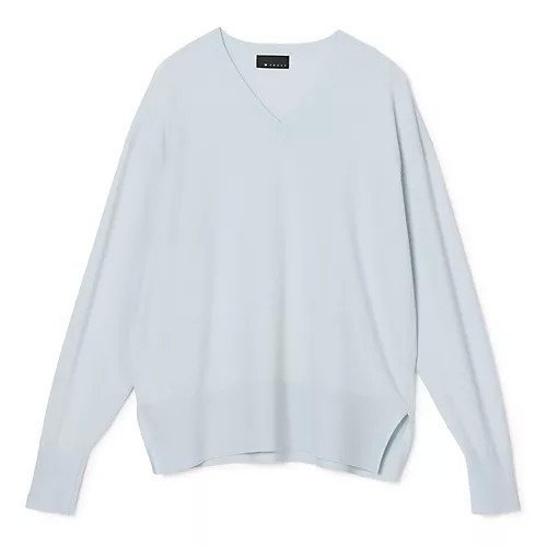 【エムセブンデイズ/M7days】の【洗える】Vネックボクシーニット インテリア・キッズ・メンズ・レディースファッション・服の通販 founy(ファニー) 　ファッション　Fashion　レディースファッション　Fashion for Women　トップス・カットソー　Cut & Sew Tops　ニット　Knit Tops & Sweaters　Vネックトップス　V-Neck Tops / V-Cut Neckline Shirts　スリット　Slit, Slit Detail　トレンド　Trend, Trending Now　バランス　Balance, Style Balance　レース　Lace, Lace Fabric　エレガント 上品　Elegant　今季　This Season, Current Season　夏　Summer　洗える　Machine Washable　サックスブルー|ID: prp329100004935657 ipo3291000000037038826