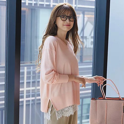 【エムセブンデイズ/M7days】の【洗える】Vネックボクシーニット 人気、トレンドファッション・服の通販 founy(ファニー) 　ファッション　Fashion　レディースファッション　Fashion for Women　トップス・カットソー　Cut & Sew Tops　ニット　Knit Tops & Sweaters　Vネックトップス　V-Neck Tops / V-Cut Neckline Shirts　スリット　Slit, Slit Detail　トレンド　Trend, Trending Now　バランス　Balance, Style Balance　レース　Lace, Lace Fabric　エレガント 上品　Elegant　今季　This Season, Current Season　夏　Summer　洗える　Machine Washable　other-3|ID: prp329100004935657 ipo3291000000037038828