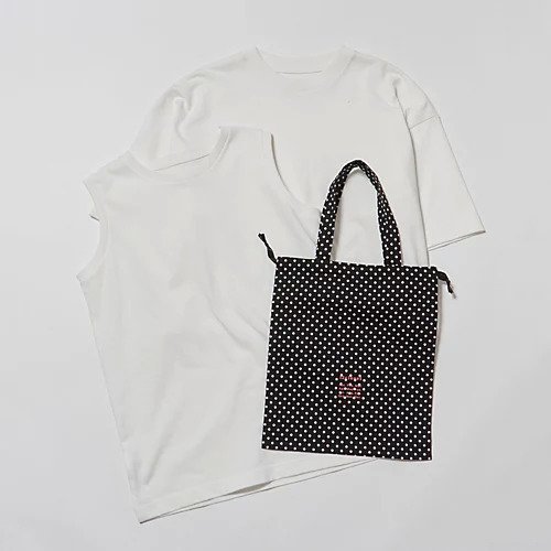 【トゥエルブクローゼット/12closet】の【洗える】大人に似合う・巾着付き USAコットンワイドTシャツ&ノースリーブTシャツ インテリア・キッズ・メンズ・レディースファッション・服の通販 founy(ファニー) 　ファッション　Fashion　レディースファッション　Fashion for Women　トップス・カットソー　Cut & Sew Tops　キャミソール&ノースリーブ　Camisoles & Sleeveless Tops　シャツ・ブラウス・オフィスカジュアル　Elegant Blouses & Button-Ups　ロングTシャツ・Tシャツ　Longline T-Shirts & Tees　ドット　Polka Dot, Dot Pattern　ノースリーブ　Sleeveless, No-Sleeve　ボックス　Boxy, Box Shape　ワイド　Wide, Wide Fit　巾着　Drawstring Bag, Kinchaku　洗える　Machine Washable　ホワイトT&ホワイトノースリーブ|ID: prp329100004935658 ipo3291000000037038831