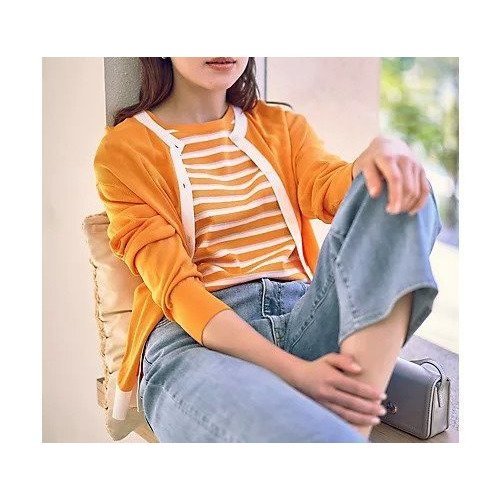 【エニー/ANY】のツインニットセット(ノースリーブニット+カーディガン) インテリア・キッズ・メンズ・レディースファッション・服の通販 founy(ファニー) 　ファッション　Fashion　レディースファッション　Fashion for Women　トップス・カットソー　Cut & Sew Tops　ニット　Knit Tops & Sweaters　カーディガン・羽織り　Layered Style Cardigans　キャミソール&ノースリーブ　Camisoles & Sleeveless Tops　アンサンブル　Ensemble Set　インナー　Innerwear　カーディガン　Cardigan, Knitwear　シアー　Sheer, See-Through　シンプル　Simple, Minimal　ストレッチ　Stretch, Stretchy Fabric　トレンド　Trend, Trending Now　ノースリーブ　Sleeveless, No-Sleeve　ボーダー　Border, Stripe　ロング　Long, Long-Length　マリーゴールド|ID: prp329100004935679 ipo3291000000037038971