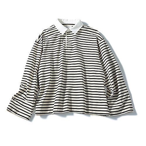 【トゥエルブクローゼット/12closet】の【洗える】ラガーシャツ風トップス インテリア・キッズ・メンズ・レディースファッション・服の通販 founy(ファウニー) https://founy.com/ ファッション Fashion レディースファッション Fashion for Women トップス・カットソー Cut & Sew Tops シャツ・ブラウス・オフィスカジュアル Elegant Blouses & Button-Ups カットソー Cut and Sewn Top スキッパー Skipper, Open Collar トレンド Trend, Trending Now フラット Flat, Flat Shoes ボーダー Border, Stripe エレガント 上品 Elegant 洗える Machine Washable 長袖 Long Sleeve, Full Sleeve |ID: prp329100004935687 ipo3291000000037249796