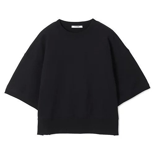 【スローン/SLOANE】のコットン裏毛 半袖ショート丈スウェット インテリア・キッズ・メンズ・レディースファッション・服の通販 founy(ファニー) 　ファッション　Fashion　レディースファッション　Fashion for Women　トップス・カットソー　Cut & Sew Tops　レディースパーカー・カジュアルフーディー　Casual Hoodies & Sweatshirts　スウェット・クルーネックトップス　Sweatshirts & Crewnecks / Relaxed Fit Sweat Tops　ショート　Short, Short Length　スウェット / スエット　Sweatshirt, Sweatwear　フェミニン　Feminine, Girly　フォルム　Silhouette, Form　エレガント 上品　Elegant　別注　Limited Edition, Custom Order　半袖　Short Sleeve, Half Sleeve　吸水　Absorbent, Quick-Dry　洗える　Machine Washable　ブラック|ID: prp329100004935688 ipo3291000000037039086