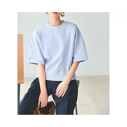 【スローン/SLOANE】のコットン裏毛 半袖ショート丈スウェット 人気、トレンドファッション・服の通販 founy(ファニー) 　ファッション　Fashion　レディースファッション　Fashion for Women　トップス・カットソー　Cut & Sew Tops　レディースパーカー・カジュアルフーディー　Casual Hoodies & Sweatshirts　スウェット・クルーネックトップス　Sweatshirts & Crewnecks / Relaxed Fit Sweat Tops　ショート　Short, Short Length　スウェット / スエット　Sweatshirt, Sweatwear　フェミニン　Feminine, Girly　フォルム　Silhouette, Form　エレガント 上品　Elegant　別注　Limited Edition, Custom Order　半袖　Short Sleeve, Half Sleeve　吸水　Absorbent, Quick-Dry　洗える　Machine Washable　other-2|ID: prp329100004935688 ipo3291000000037039088