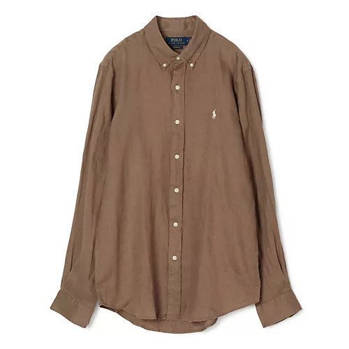 【ポロラルフローレン/POLO RALPH LAUREN】のリネンシャツ インテリア・キッズ・メンズ・レディースファッション・服の通販 founy(ファニー) 　ファッション　Fashion　レディースファッション　Fashion for Women　トップス・カットソー　Cut & Sew Tops　シャツ・ブラウス・オフィスカジュアル　Elegant Blouses & Button-Ups　ダウン　Down, Puffer　フィット　Fit, Slim Fit　プリーツ　Pleats, Pleated　ボックス　Boxy, Box Shape　リネン　Linen, Linen Fabric　夏　Summer　春　Spring　S/S・春夏　SS, Spring/Summer, Warm Season　洗える　Machine Washable　ブラウン|ID: prp329100004935693 ipo3291000000037039136
