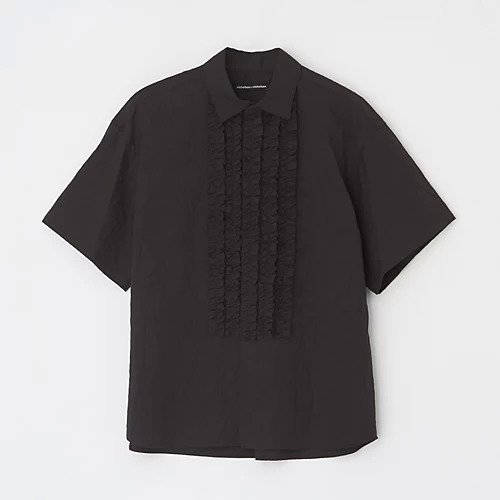 【ニコルソンアンド ニコルソン/nicholson&nicholson】の半袖フリルシャツ 人気、トレンドファッション・服の通販 founy(ファニー) 　ファッション　Fashion　レディースファッション　Fashion for Women　トップス・カットソー　Cut & Sew Tops　シャツ・ブラウス・オフィスカジュアル　Elegant Blouses & Button-Ups　フィット　Fit, Slim Fit　フェミニン　Feminine, Girly　フリル　Frill, Ruffle　フロント　Front, Front Design　ブロード　Broadcloth, Fine Cotton　マニッシュ　Mannish, Boyish　リラックス　Relax, Relaxed Fit　ワッシャー　Washer, Crinkled Finish　半袖　Short Sleeve, Half Sleeve　夏　Summer　洗える　Machine Washable　 other-1|ID: prp329100004935722 ipo3291000000037039344