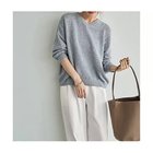 【スタイルデリ/STYLE DELI】の微シアーシャリ感Vネックニット ライトグレー|ID: prp329100004935724 ipo3291000000037217391