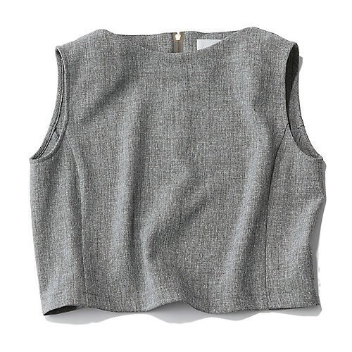 【エムセブンデイズ/M7days】のツイード風ノースリーブトップス インテリア・キッズ・メンズ・レディースファッション・服の通販 founy(ファニー) 　ファッション　Fashion　レディースファッション　Fashion for Women　トップス・カットソー　Cut & Sew Tops　キャミソール&ノースリーブ　Camisoles & Sleeveless Tops　クール　Cool, Chic　コンパクト　Compact, Small Size　シンプル　Simple, Minimal　ジャケット　Jacket, Outerwear　セットアップ　Set-Up, Coordinated Outfit　ツイード　Twill, Twill Weave　バランス　Balance, Style Balance　メタル　Metal, Metal Parts　人気　Popular, Best Seller　洗える　Machine Washable　グレー|ID: prp329100004935772 ipo3291000000037039646