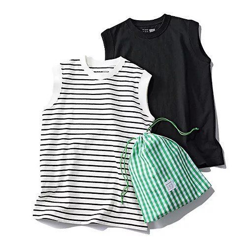 【トゥエルブクローゼット/12closet】の【洗える】大人に似合う・巾着つき USAコットンノースリーブTシャツ(2枚入り) インテリア・キッズ・メンズ・レディースファッション・服の通販 founy(ファニー) https://founy.com/ ファッション Fashion レディースファッション Fashion for Women トップス・カットソー Cut & Sew Tops キャミソール&ノースリーブ Camisoles & Sleeveless Tops シャツ・ブラウス・オフィスカジュアル Elegant Blouses & Button-Ups ロングTシャツ・Tシャツ Longline T-Shirts & Tees ギンガム Gingham, Gingham Fabric シンプル Simple, Minimal チェック Check, Plaid, Tartan ノースリーブ Sleeveless, No-Sleeve ブラウジング Blouson Silhouette, Cinched Waist ボーダー Border, Stripe 巾着 Drawstring Bag, Kinchaku 洗える Machine Washable |ID: prp329100004935825 ipo3291000000037039952