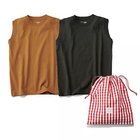 【トゥエルブクローゼット/12closet】の【洗える】大人に似合う・巾着つき USAコットンノースリーブTシャツ(2枚入り) スミクロ&キャメル|ID: prp329100004935825 ipo3291000000037252994