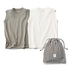 【トゥエルブクローゼット/12closet】の【洗える】大人に似合う・巾着つき USAコットンノースリーブTシャツ(2枚入り) ホワイト&グレー|ID: prp329100004935825 ipo3291000000037252995