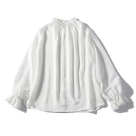 【トゥエルブクローゼット/12closet】の【12classe】【洗える】スタンドフリル衿シアーブラウス 人気、トレンドファッション・服の通販 founy(ファニー) ファッション Fashion レディースファッション Fashion for Women トップス・カットソー Cut & Sew Tops シャツ・ブラウス・オフィスカジュアル Elegant Blouses & Button-Ups インナー Innerwear スタンド Stand Collar, Upright Stand フリル Frill, Ruffle ワッシャー Washer, Crinkled Finish 春 Spring 洗える Machine Washable ビジネス 仕事 通勤 Business / Work / Commuting |ID:prp329100004935833