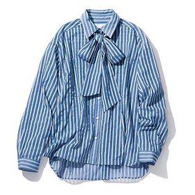 【エムセブンデイズ/M7days】の【加藤かすみさんコラボ】【洗える】透けストライプボウタイ付きシャツ 人気、トレンドファッション・服の通販 founy(ファニー) ファッション Fashion レディースファッション Fashion for Women トップス・カットソー Cut & Sew Tops シャツ・ブラウス・オフィスカジュアル Elegant Blouses & Button-Ups コラボ Collaboration, Collab ジャケット Jacket, Outerwear ストライプ Stripe, Striped Pattern リボン Ribbon, Bow 洗える Machine Washable |ID:prp329100004935845