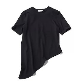 【スアデオ/suadeo】の【神山まりあさんコラボ】アシンメトリーTシャツ 大人の最旬トレンドファッション＆コーディネート founy(ファウニー) ファッション Fashion レディースファッション Fashion for Women トップス・カットソー Cut & Sew Tops シャツ・ブラウス・オフィスカジュアル Elegant Blouses & Button-Ups ロングTシャツ・Tシャツ Longline T-Shirts & Tees アシンメトリー Asymmetrical Style インナー Innerwear カッティング Cutting Detail コラボ Collaboration, Collab シンプル Simple, Minimal ジャケット Jacket, Outerwear エレガント 上品 Elegant 洗える Machine Washable |ID:prp329100004935859