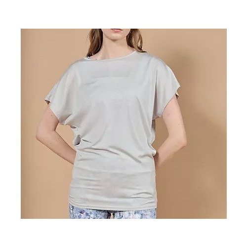 【ジュリエ/Julier】のエコリヨセル 半袖トップス インテリア・キッズ・メンズ・レディースファッション・服の通販 founy(ファニー) 　ファッション　Fashion　レディースファッション　Fashion for Women　トップス・カットソー　Cut & Sew Tops　コレクション　Collection, Seasonal Line　ストレッチ　Stretch, Stretchy Fabric　なめらか　Smooth, Silky Texture　フィット　Fit, Slim Fit　半袖　Short Sleeve, Half Sleeve　無地　Plain, Solid Color　ヨガ　Yoga, Yoga Wear　ラベンダー　Lavender　リラックス　Relax, Relaxed Fit　エレガント 上品　Elegant　ライトグレー|ID: prp329100004935867 ipo3291000000037040172