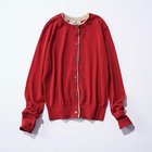 【スアデオ/suadeo】の配色シアーニットカーディガン レッド×ベージュ|ID: prp329100004935878 ipo3291000000037221710