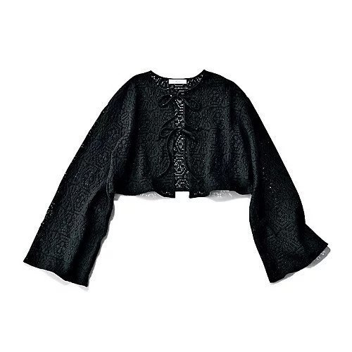 【トゥエルブクローゼット/12closet】の【浅見れいなさんコラボ】【洗える】ワイドスリーブレースカーディガン インテリア・キッズ・メンズ・レディースファッション・服の通販 founy(ファニー) 　ファッション　Fashion　レディースファッション　Fashion for Women　トップス・カットソー　Cut & Sew Tops　カーディガン・羽織り　Layered Style Cardigans　カーディガン　Cardigan, Knitwear　コラボ　Collaboration, Collab　ノースリーブ　Sleeveless, No-Sleeve　フロント　Front, Front Design　ベーシック　Basic, Essential　レース　Lace, Lace Fabric　夏　Summer　洗える　Machine Washable　ブラック|ID: prp329100004935930 ipo3291000000037040391
