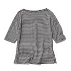 【トゥエルブクローゼット/12closet】の【洗える】リネン五分袖Tシャツ ブラック×ホワイト|ID: prp329100004935933 ipo3291000000037248236