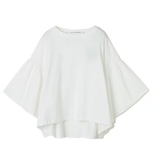 【コグ ザビッグスモーク/COGTHEBIGSMOKE】のギャザースリーブTシャツ 人気、トレンドファッション・服の通販 founy(ファニー) 　ファッション　Fashion　レディースファッション　Fashion for Women　トップス・カットソー　Cut & Sew Tops　シャツ・ブラウス・オフィスカジュアル　Elegant Blouses & Button-Ups　ロングTシャツ・Tシャツ　Longline T-Shirts & Tees　なめらか　Smooth, Silky Texture　エレガント 上品　Elegant　ギャザー　Gathered, Ruffled　スリーブ　Sleeve, Long Sleeve / Short Sleeve　バランス　Balance, Style Balance　パッチ　Patch, Appliqué　洗える　Machine Washable　 other-1|ID: prp329100004935934 ipo3291000000037040412