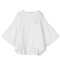 【コグ ザビッグスモーク/COGTHEBIGSMOKE】のギャザースリーブTシャツ 大人の最旬トレンドファッション＆コーディネート founy(ファウニー) ファッション Fashion レディースファッション Fashion for Women トップス・カットソー Cut & Sew Tops シャツ・ブラウス・オフィスカジュアル Elegant Blouses & Button-Ups ロングTシャツ・Tシャツ Longline T-Shirts & Tees なめらか Smooth, Silky Texture エレガント 上品 Elegant ギャザー Gathered, Ruffled スリーブ Sleeve, Long Sleeve / Short Sleeve バランス Balance, Style Balance パッチ Patch, Appliqué 洗える Machine Washable |ID:prp329100004935934